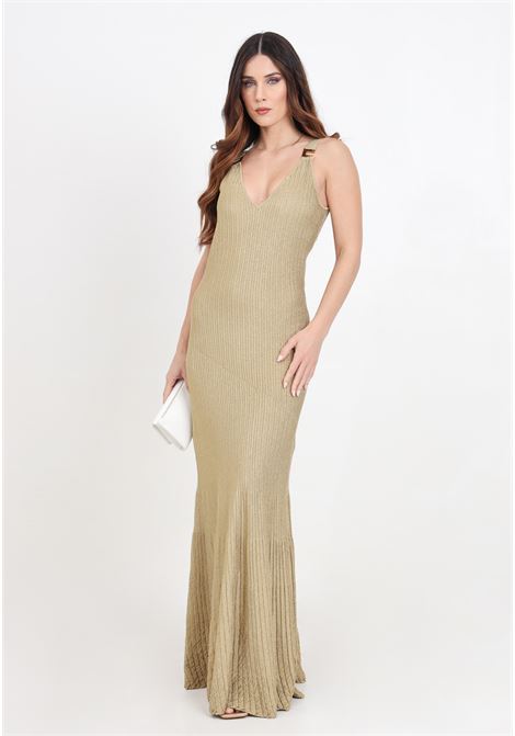 Long gold red carpet women's dress in metallic viscose ELISABETTA FRANCHI | AM79S42E2610